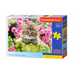 111039. Puzzle 100 Kitten in Flower Garden