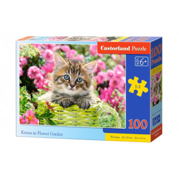 111039. Puzzle 100 Kitten in Flower Garden