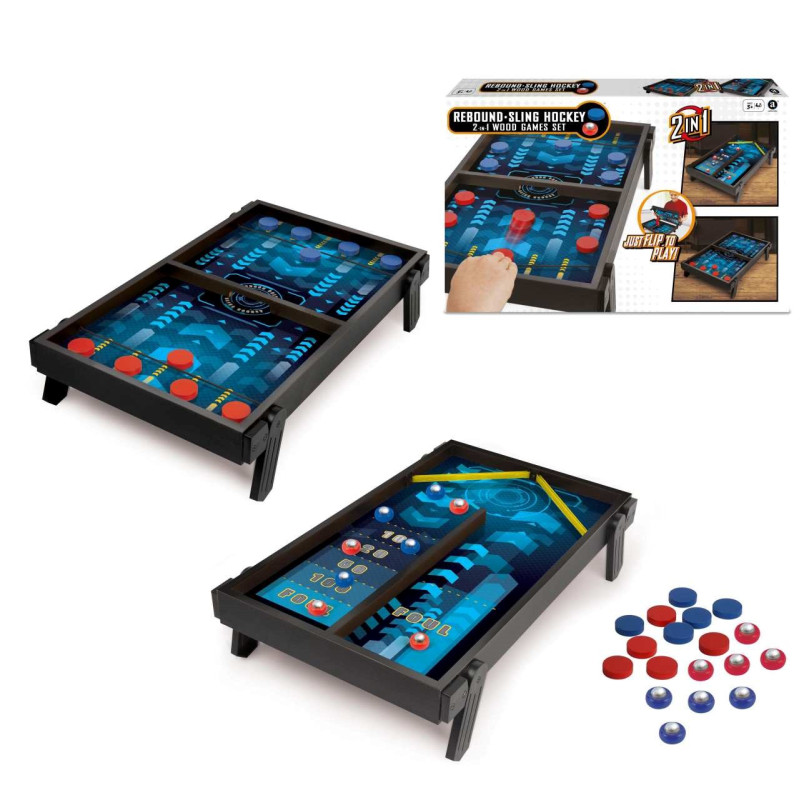Lauamängud 2in1 Rebound Shuffleboard & Sling Hockey Ambassador 50cm puidust 13276